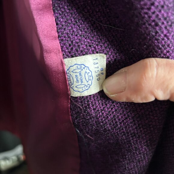 Vintage Shagmoor Womens Purple Tweed Wool  Silver Fox Pockets Button  Overcoat - Picture 9 of 10